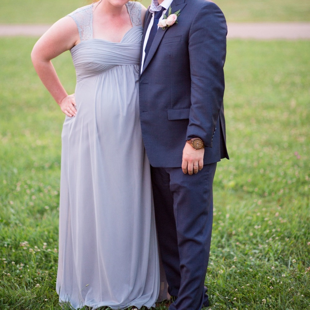 Lace Accent Chiffon Maternity Plus Evening Gown